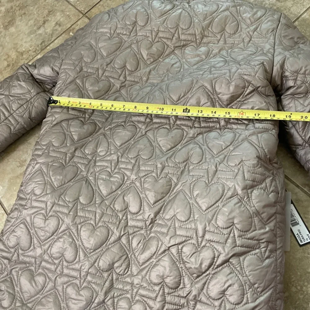 Imoga Yuria Dove Grey Heart Quilted Reversible Faux Fur Hooded Coat Girls 14 NEW